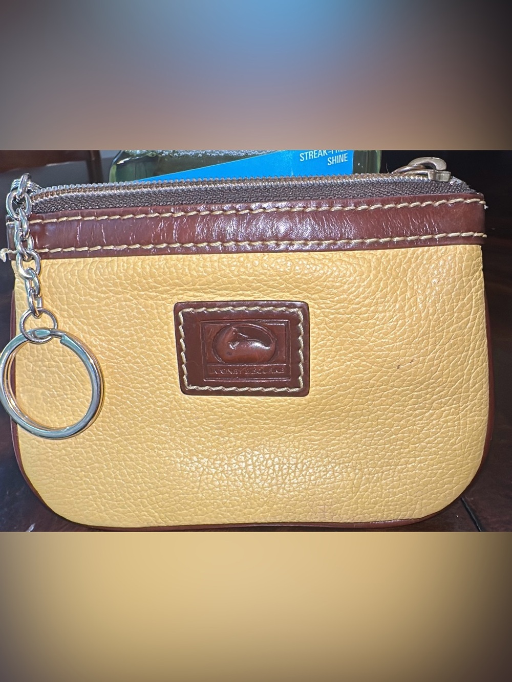 Dooney & Bourke yellow and Brown Pebbled Leather Wallet 6.5x4.5 (bags20)